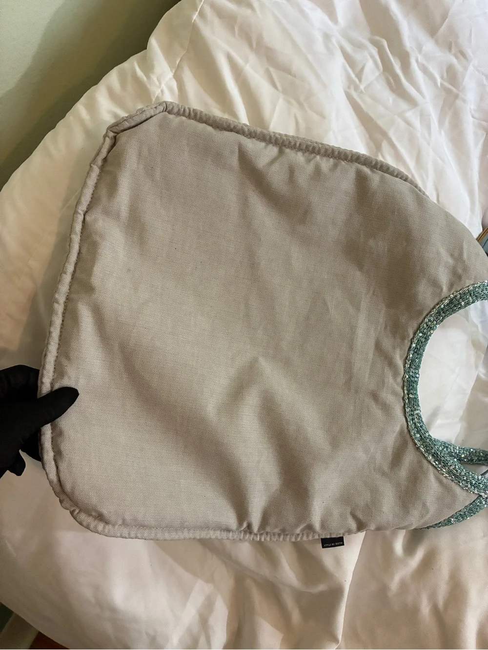Miu Miu Teal Knit Tote with Matching Teal Pouch